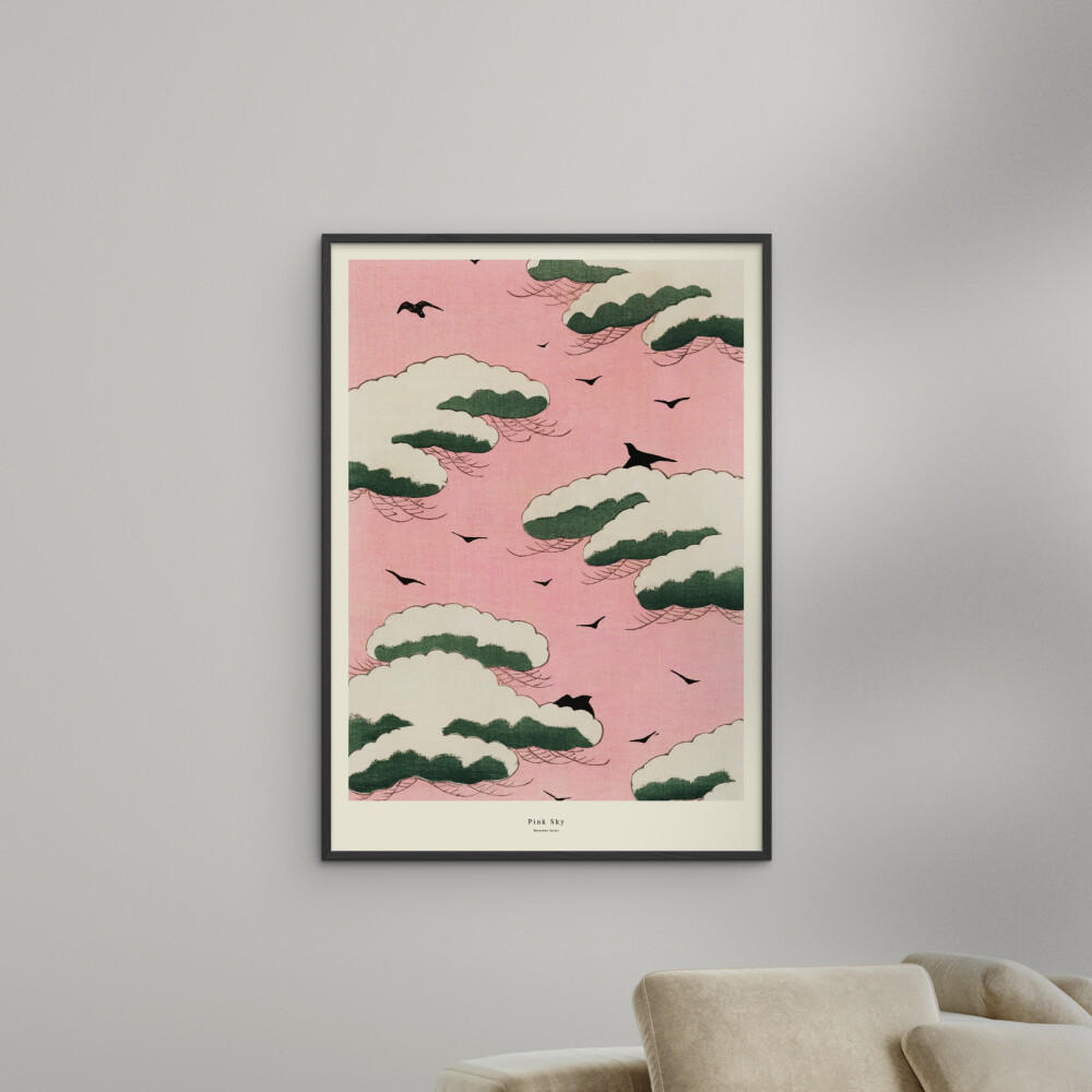 POSTER mit Rahmen A.P. Atelier - Pink Sky - Pink/Schwarz, Holz/Papier (50/70cm) - Poster&Frame