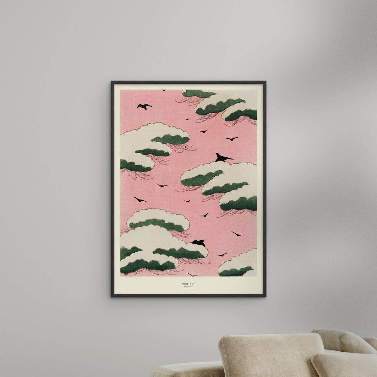 POSTER mit Rahmen A.P. Atelier - Pink Sky - Pink/Schwarz, Holz/Papier (50/70cm) - Poster&Frame