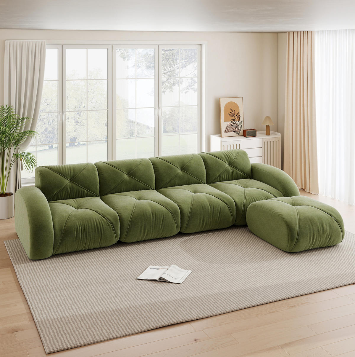 MODULSOFA flexibel Chenille Grün - Grün, Kunststoff (171/358cm) - Meubliv