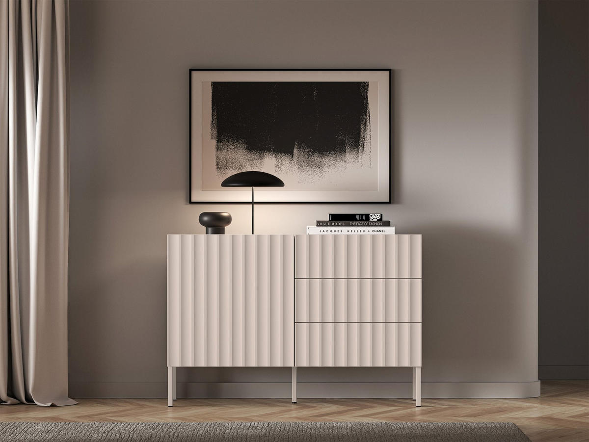 SIDEBOARD Derriva Hellbeige 113 cm - Ecru/Beige, Holzwerkstoff/Metall (113.1/76.7/37.2cm) - Selsey