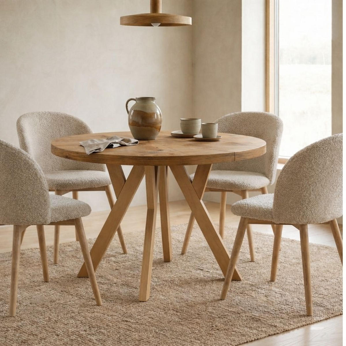 ESSTISCH Runder Ausziehbarer PERO 90/190, Eiche Craft Golden - Braun, Holz (190/90/77cm) - Dekori_Interiors