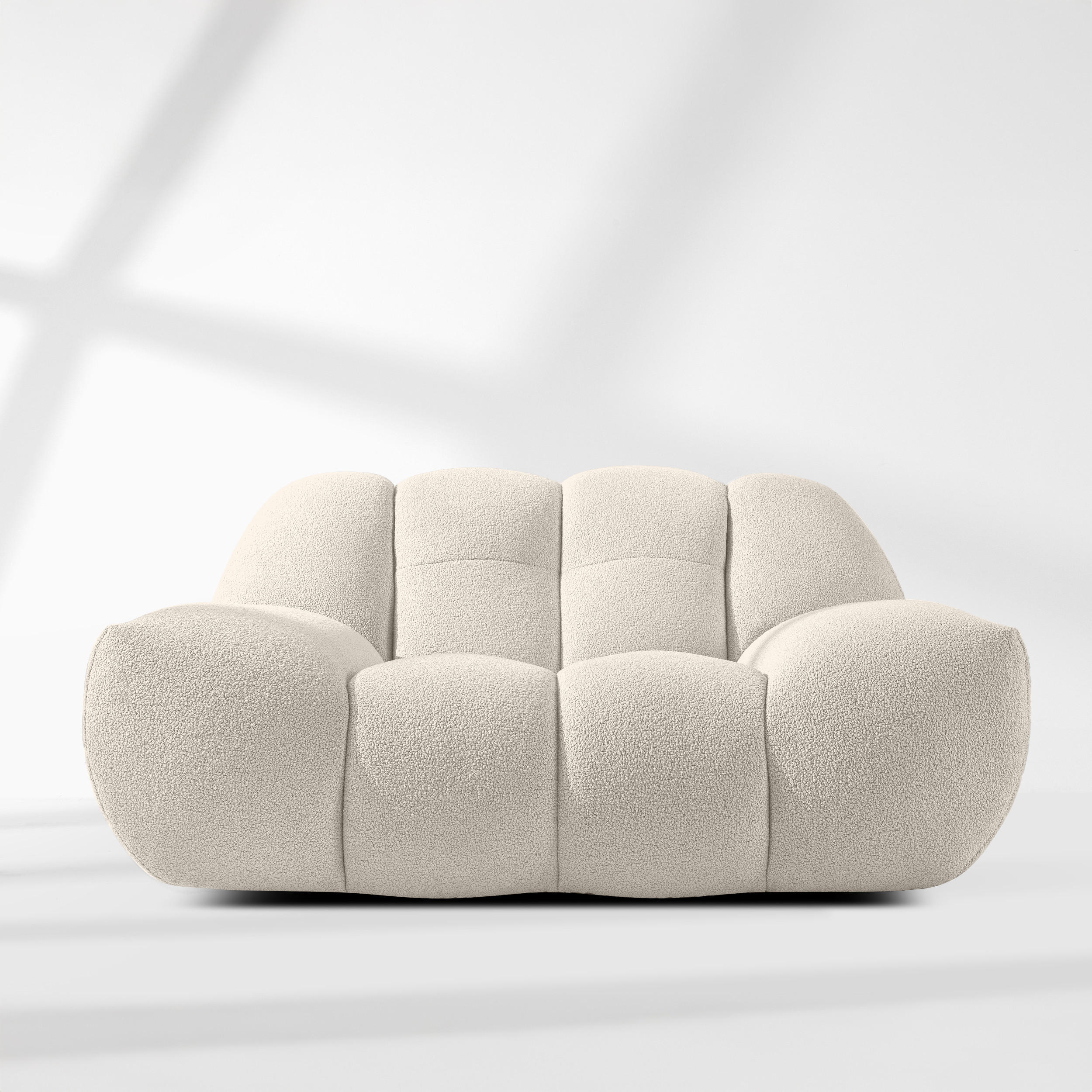 SESSEL VENA Bouclé, Weiß - Weiß, Holz/Textil (135/72/105cm) - KONSIMO®