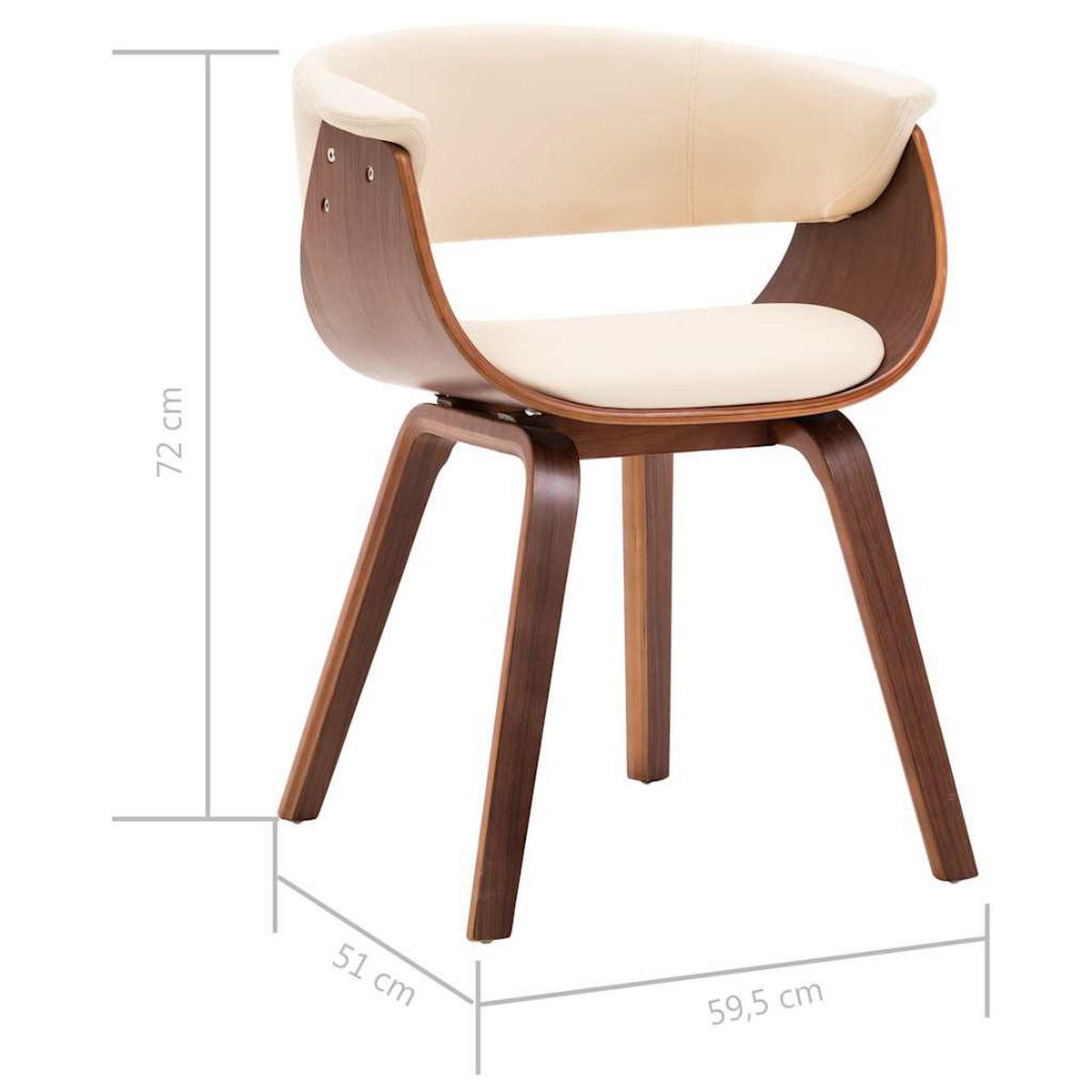 ESSZIMMERSTÜHLE 2Er Set Creme Bugholz Und Kunstleder - Creme, Leder (51/72/59.5cm) - vidaXL
