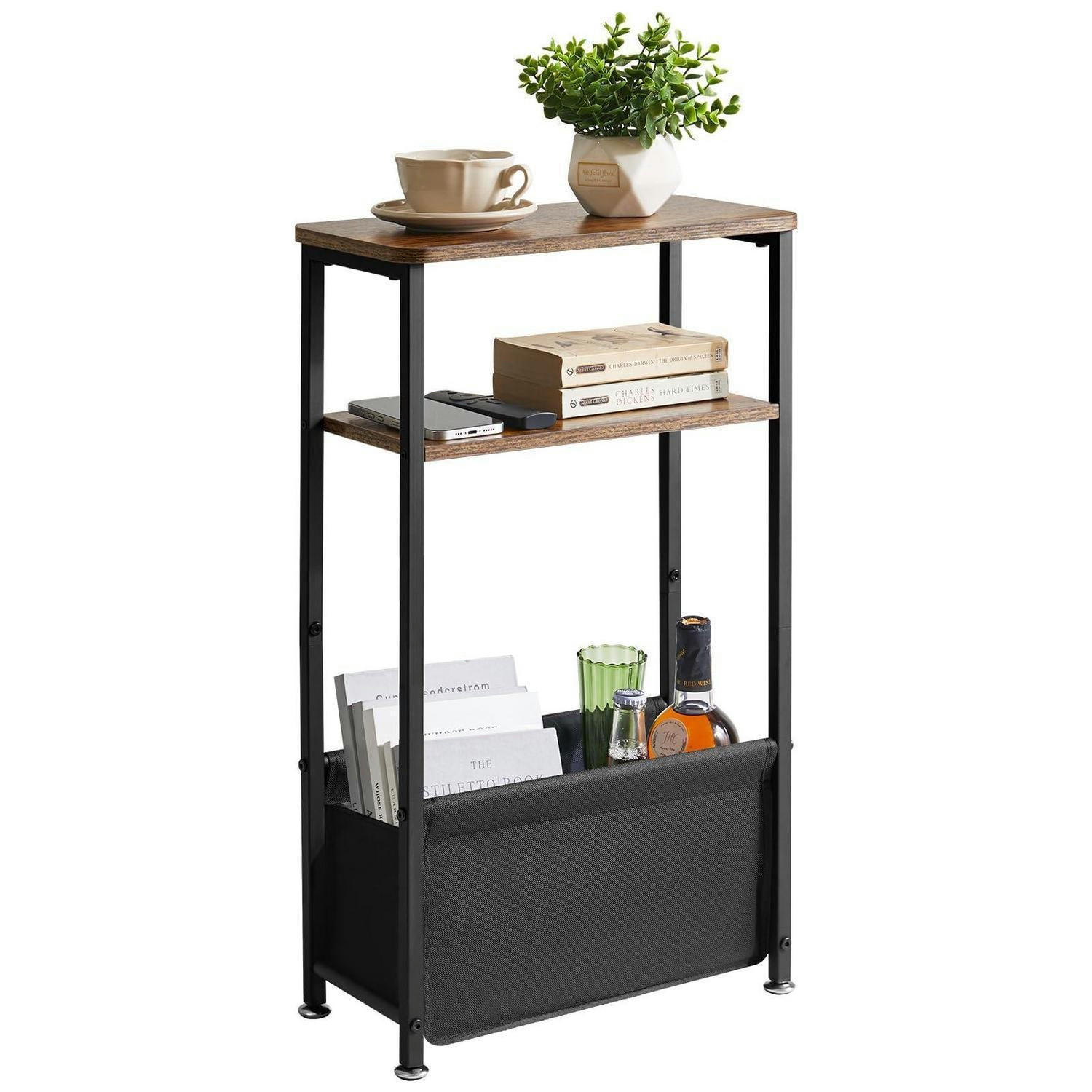 BEISTELLTISCH mit Stauraum 40 x 20 x 66 cm Rustikales Braun - Braun, Holzwerkstoff (40/20/66cm)