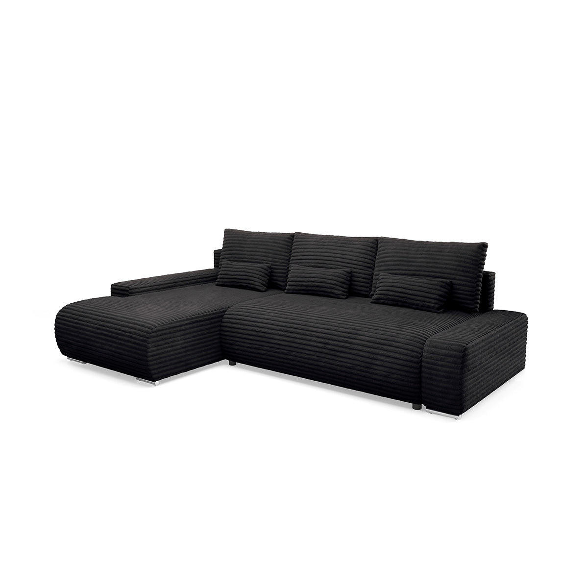 ECKSOFA Ivana 3 Sitzplätze Schwarz - Schwarz, Holz (265/172cm) - Petits-meubles