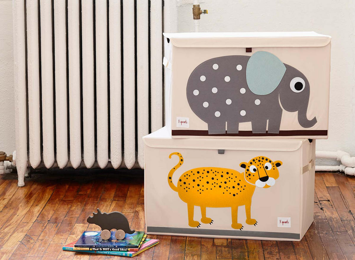 AUFBEWAHRUNGSKISTE Leopard 38x61x37cm - Naturfarben, Textil (61/37cm) - 3Sprouts
