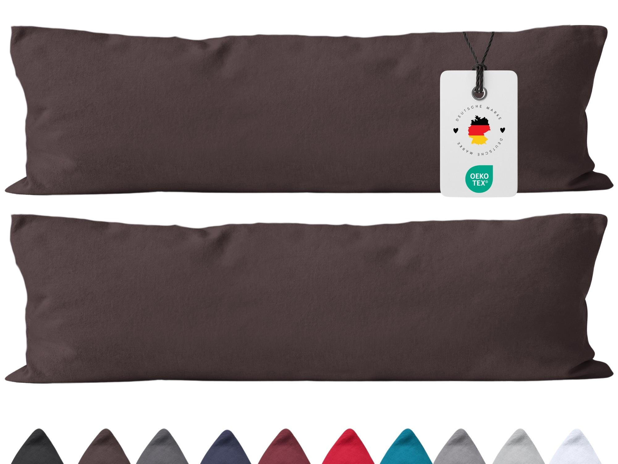 SEITENSCHLÄFERKISSEN-BEZUG 40x145 cm aus 100% Baumwolle, KISSENBEZUG Weiß Uni - Braun, Textil (145/40cm) - Carpe Sonno