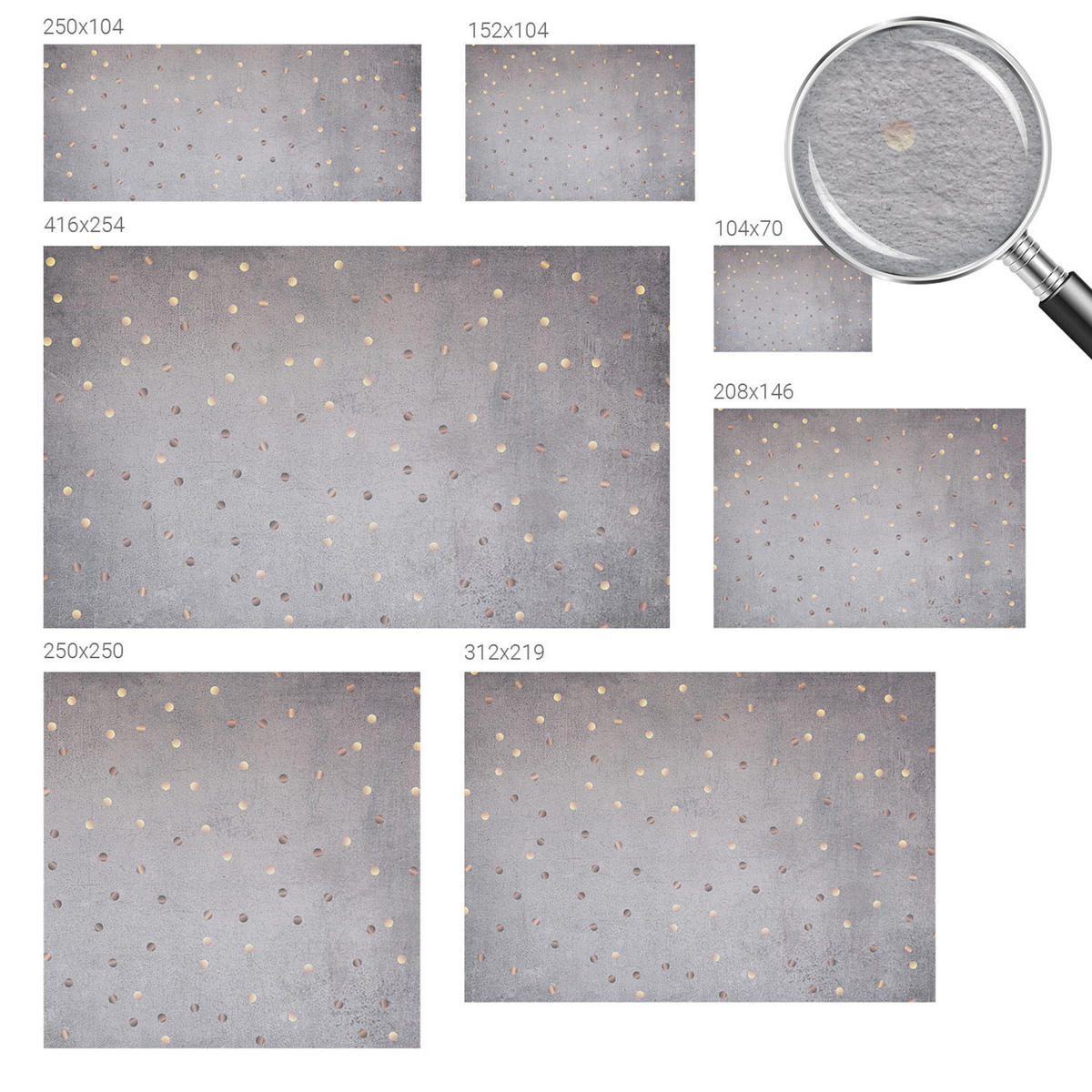 FOTOTAPETE 104x70 cm - Symmetrische Punkte - Grau, Textil (104/70cm) - Wallfluent