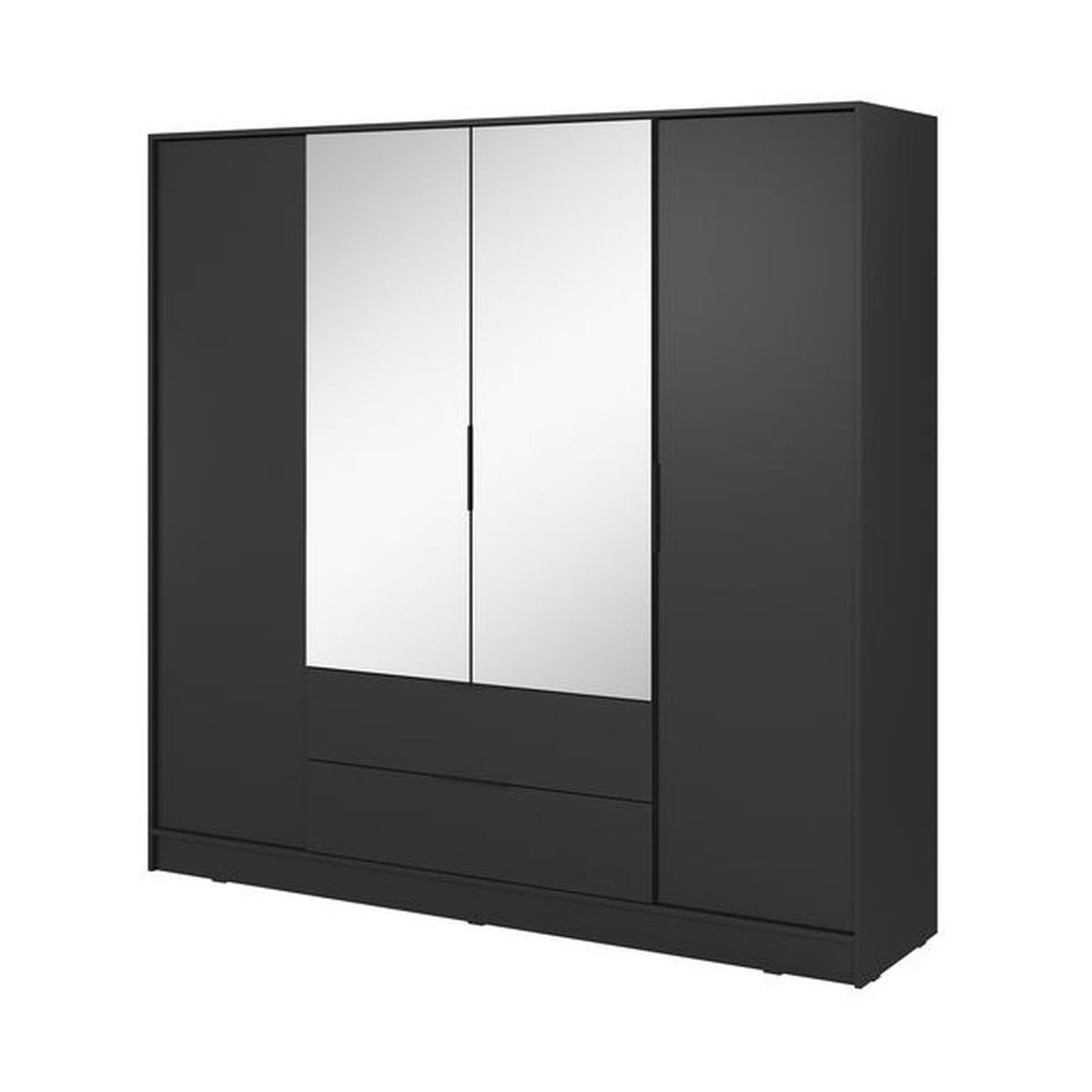 KLEIDERSCHRANK – 206 cm – Kelly – Schwarz - Schwarz, Holzwerkstoff (206/200/51cm) - hi-markt