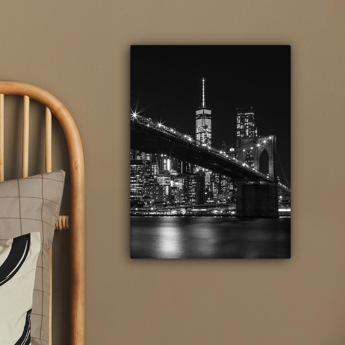 LEINWANDBILD New York - Brooklyn - Brücke 30x40 cm - Schwarz, Textil (30/40cm) - MuchoWow