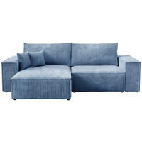 ECKSOFA Pedro mit Schlaffunktion Himmelblau Cord - Blau, Textil (255/153cm) - Bromarkt