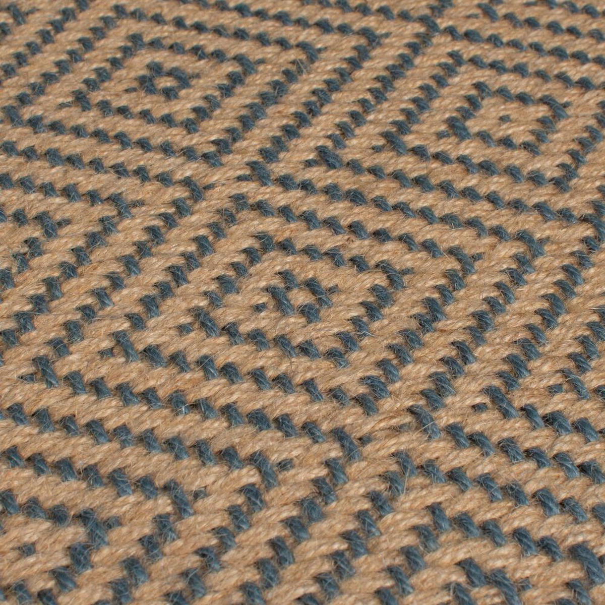 TEPPICH Jute Geometrisch-Design CARRON, Braun-Blau 60x800 cm - Blau/Braun, Naturmaterialien (60/800cm) - KADIMA DESIGN
