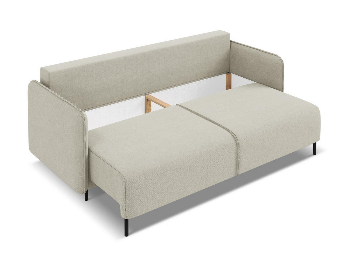 3-SITZER SOFA mit Schlaffunktion Strukturstoff Stoff Beige - Beige/Creme, Holz/Textil (226/90/92cm) - Makamii