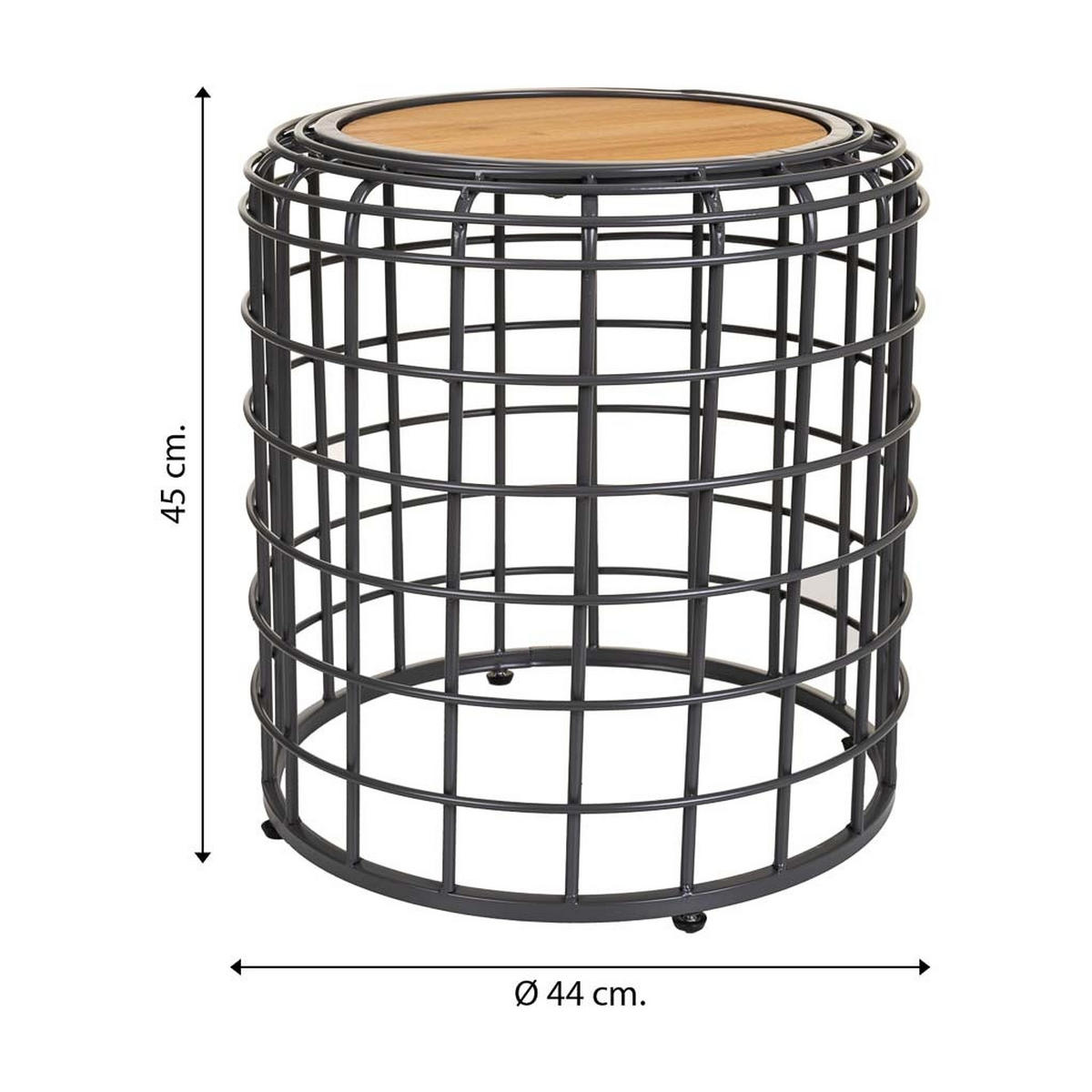 TISCH aus Metall und Holz, schwarz, 44x45cm - Multicolor, Metall (44/44/45cm) - Wanderlust