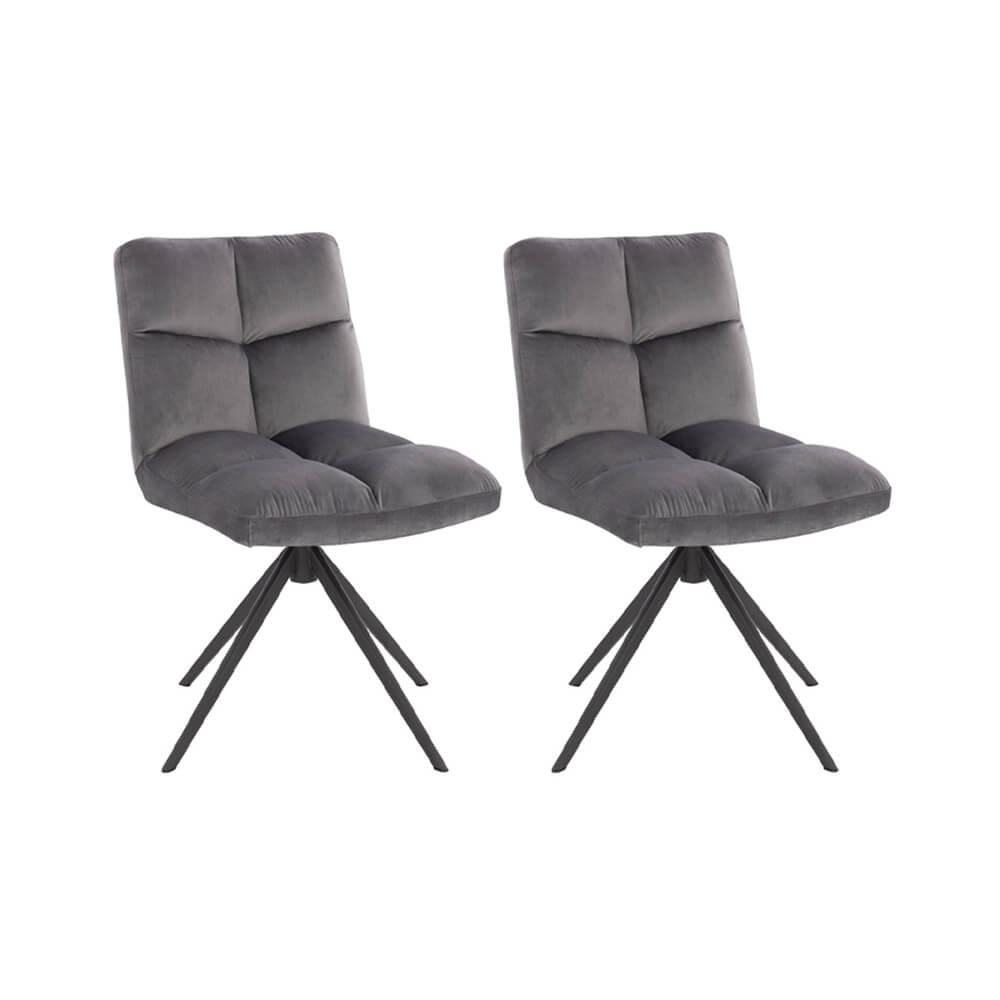 ESSZIMMERSTUHL drehbar Samt NODA – 2er Set Hellgrau - Hellgrau, Textil/Metall (61/84/47cm) - Home Deluxe