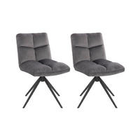 ESSZIMMERSTUHL drehbar Samt NODA – 2er Set Hellgrau - Hellgrau, Textil/Metall (61/84/47cm) - Home Deluxe