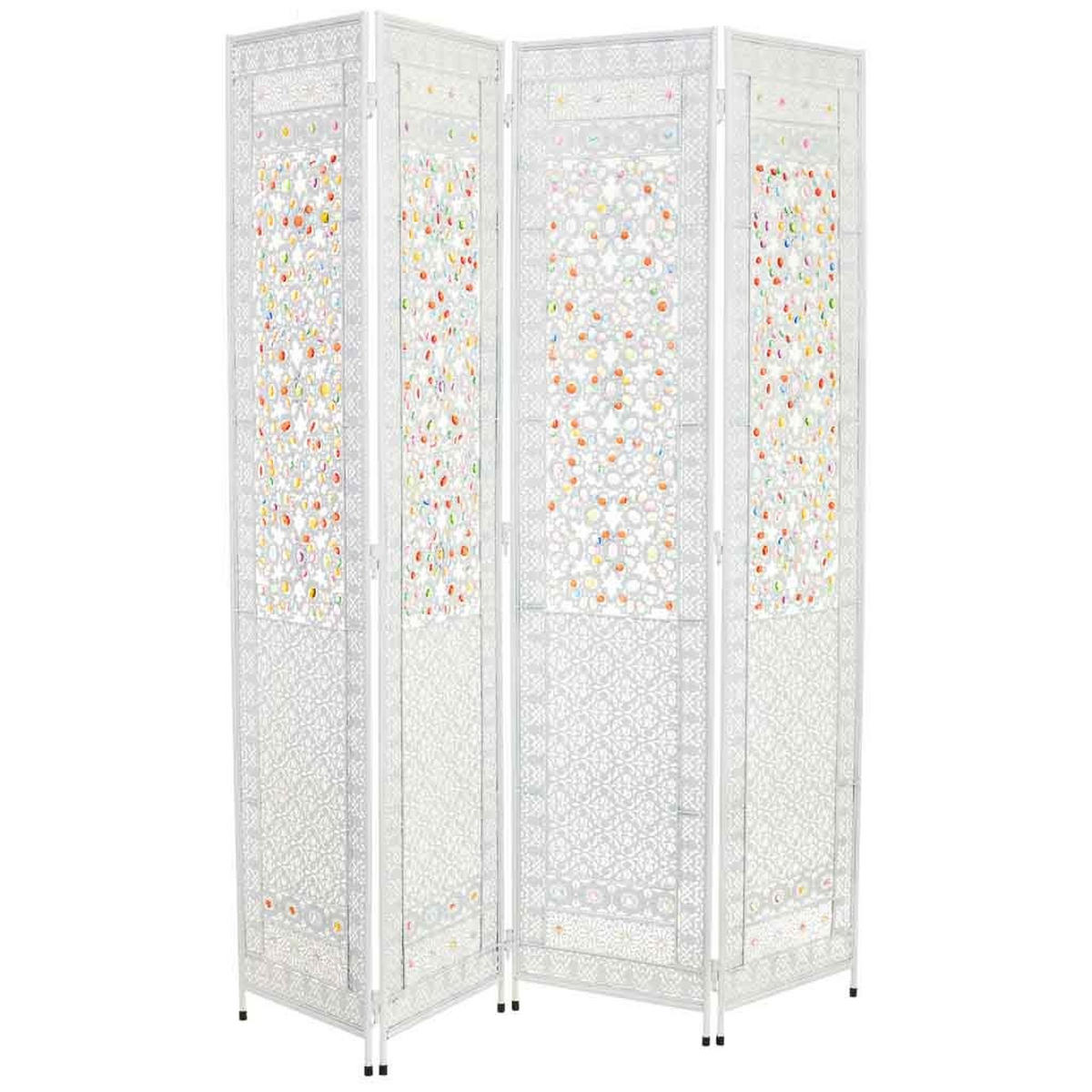 PARAVENT aus geflochtenem Papier, weiß, 160x3x172cm - Weiß, Metall (160/172/3cm) - Wanderlust