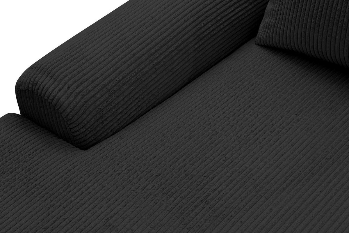 ECKSOFA Dream Cord in L-Form mit Schlaffunktion und Bettkasten, Farbe: Schwarz, Cordstoff, Ottomane Links - Schwarz, Textil (136/260cm) - VENASI MÖBEL
