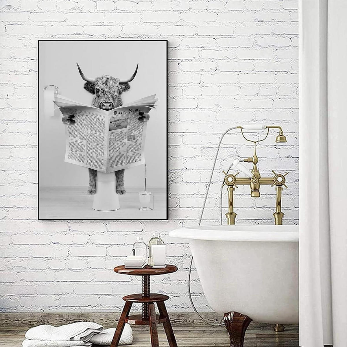 POSTER Schottisches Hochlandrind im Badezimmer 30 cm x 40 cm - Multicolor, Papier (1/0.5cm)