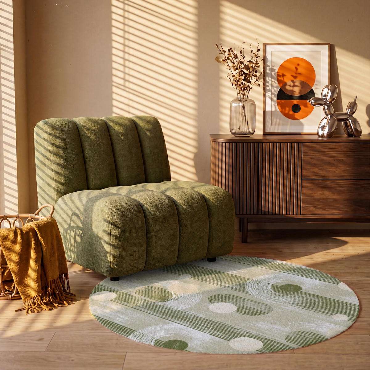 KOBERCE - Umelecké - Moderné - Zelené - 120x120 cm - olivovozelená, textil/plast (120/0.4cm) - OnlyWow