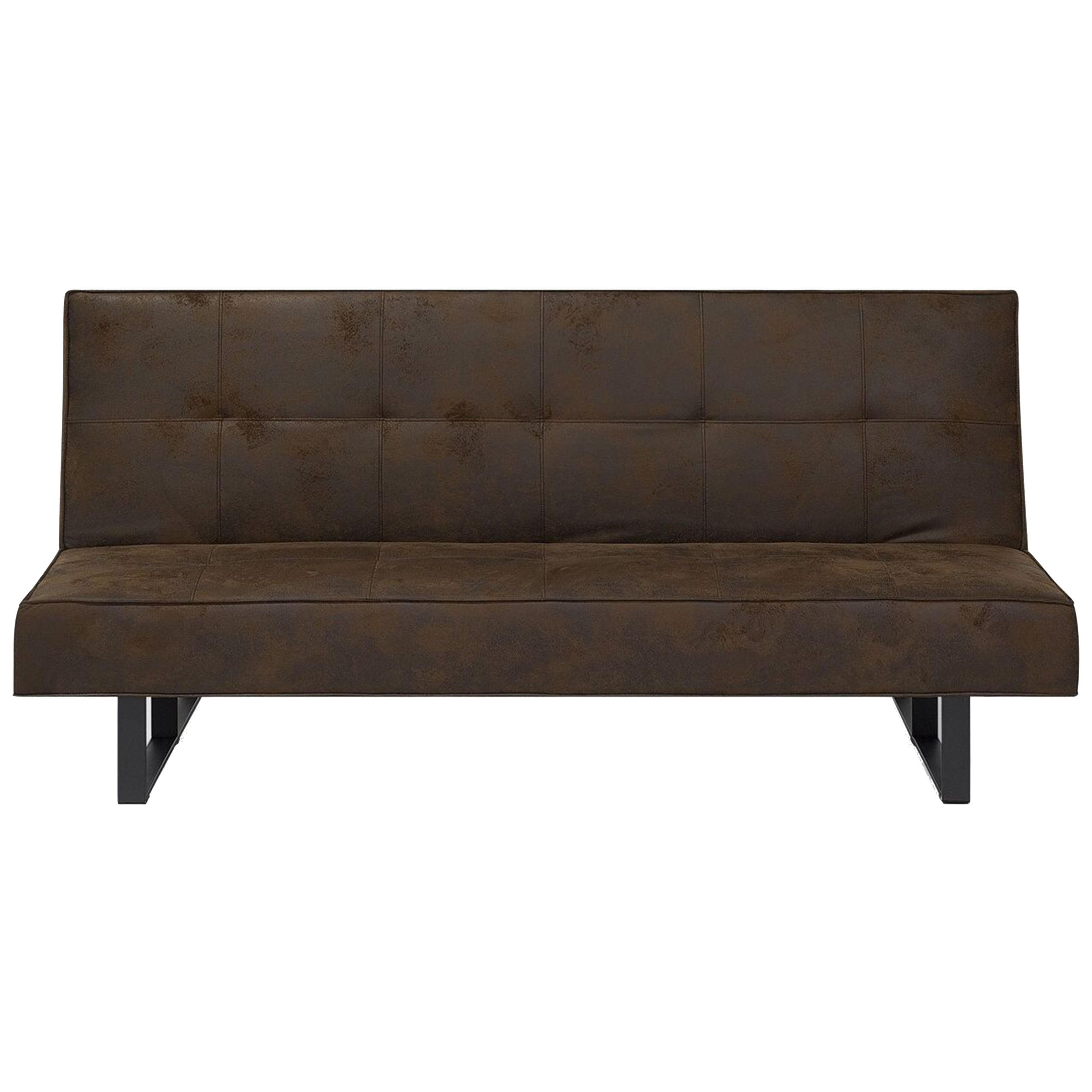 3-SITZER-SCHLAFSOFA Kunstleder Braun Derby - Dunkelbraun, Textil (189/85/88cm) - Beliani