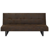 3-SITZER-SCHLAFSOFA Kunstleder Braun Derby - Dunkelbraun, Textil (189/85/88cm) - Beliani