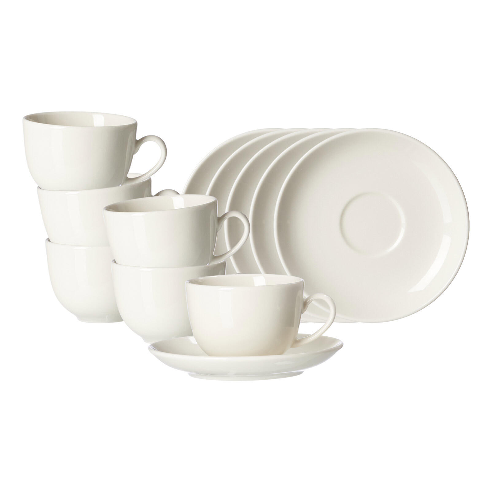 KAFFEETASSEN MIT UNTERTASSEN Casablanca weiß 200 ml 12er Set - Weiß, Keramik (1/1/1cm) - Ritzenhoff Breker