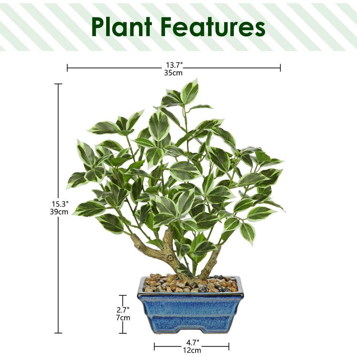 KUNSTPFLANZE Ficus 39 cm Blau - Blau, Kunststoff (39cm)
