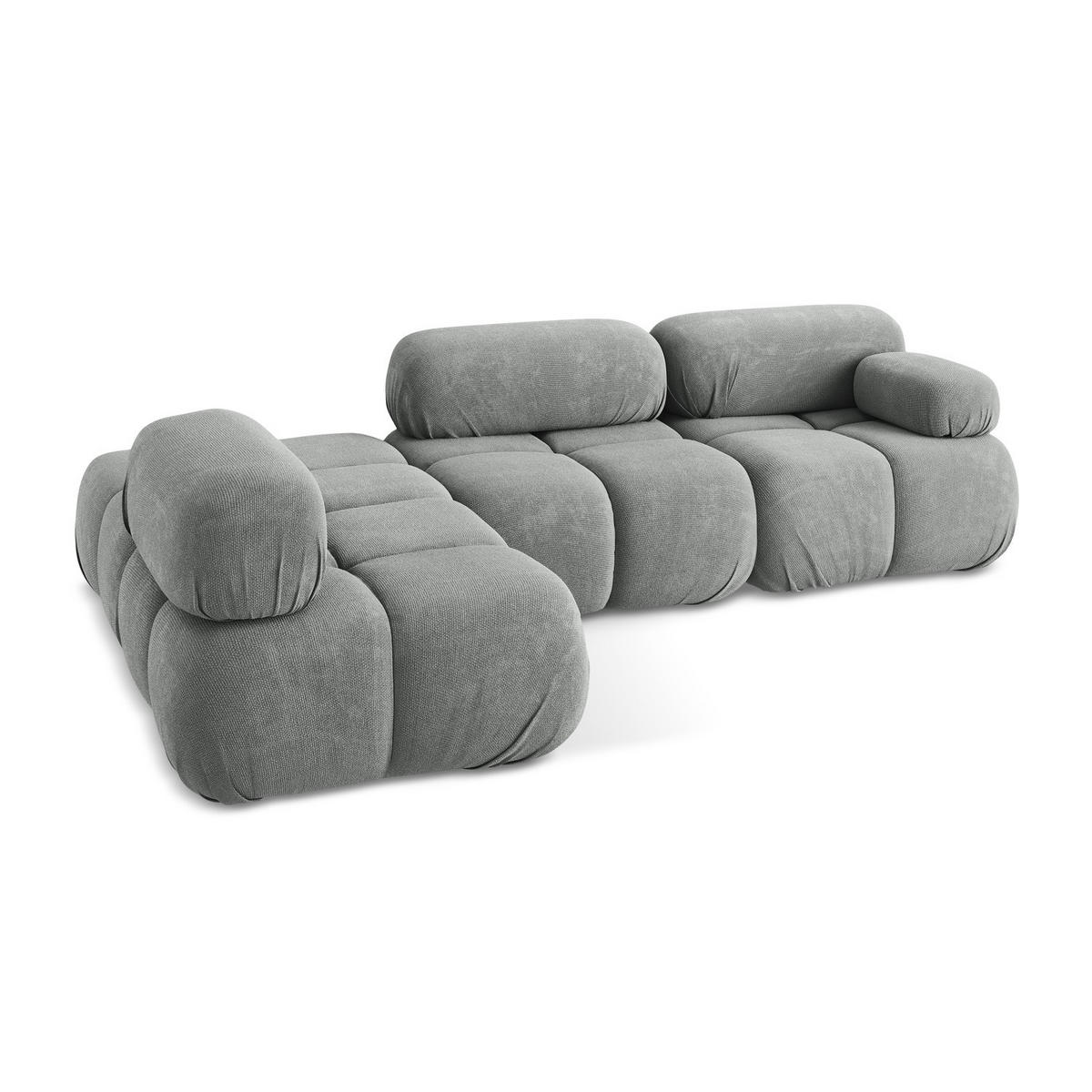 ECKSOFA Links Chenille Stoff Grau - Blau/Schwarz, Kunststoff/Textil (190/285cm) - LaMiaSofa