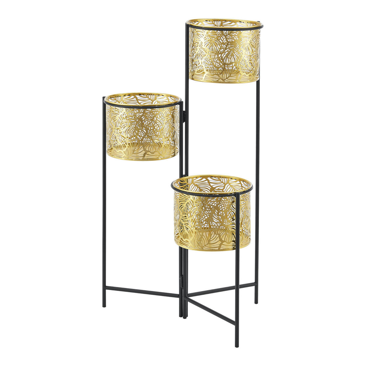 PFLANZENSTÄNDER Verrebroek - Messingfarben/Schwarz, Metall (45/80/45cm) - [en.casa]
