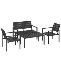 GARTENMÖBEL,2ER Sofa+2 Sessel+Beistelltisch,schwarz - Schwarz, Metall - Vallsero