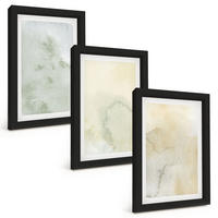 BILDER SET 3er Set - 20x30 cm Schwarzer Rahmen - Pastellfarbene Aquarelltexturen - Schwarz, Kunststoff (20/30cm) - TULUP