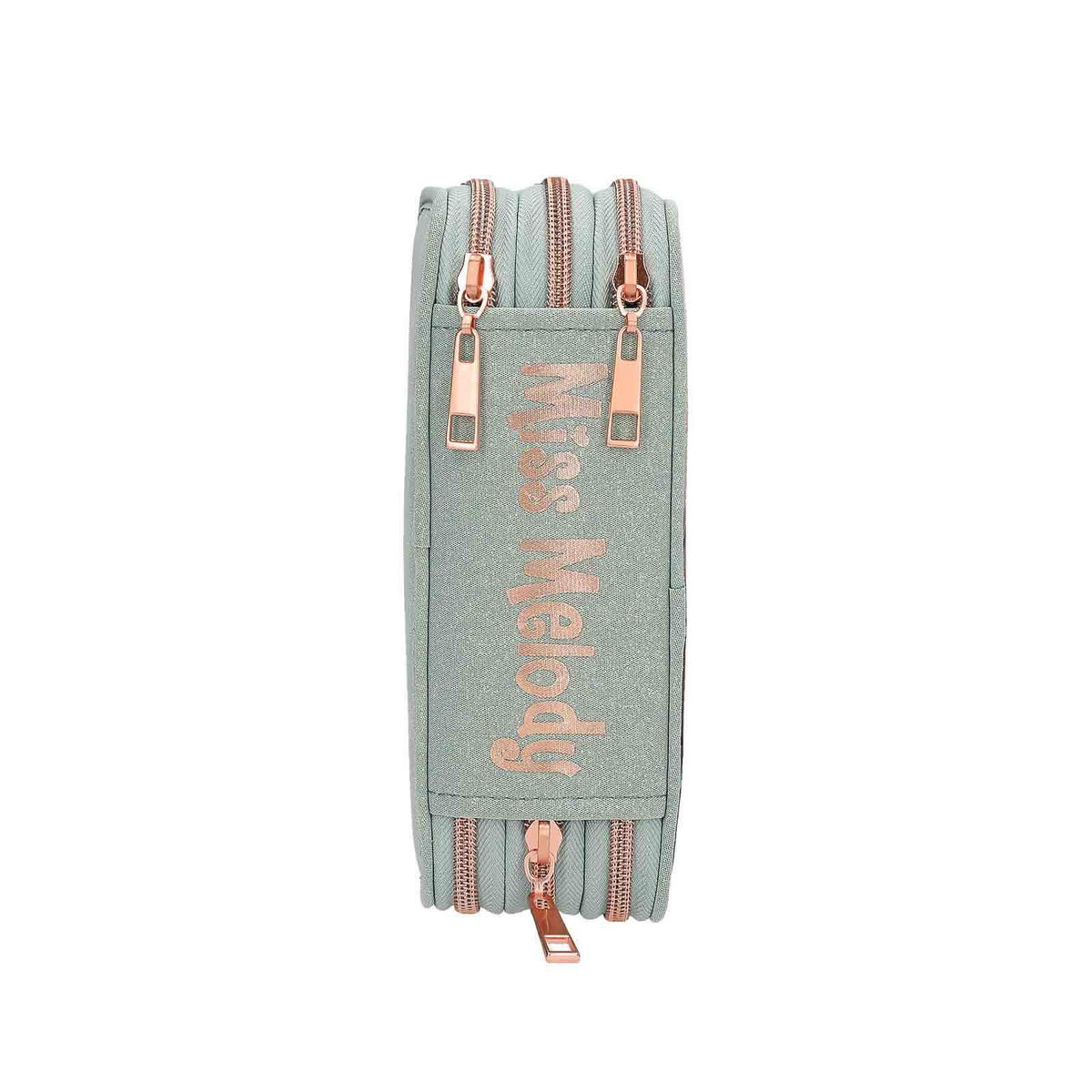 3-FACH FEDERTASCHE ROMANTIC FIELDS INKL. STIFTE Miss Melody grün 7,5 x 13 x 20 cm - Grün, Kunststoff (13/20/7.5cm) - Depesche Germany