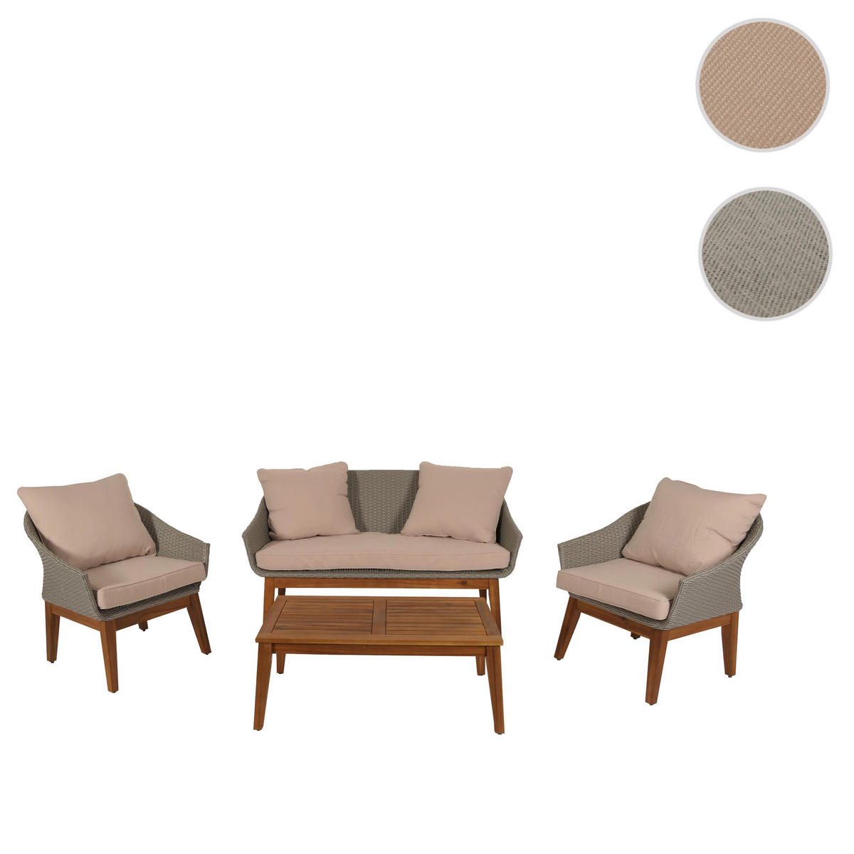 GARTENGARNITUR Grau, Beige - Beige/Grau, Holz - MCW