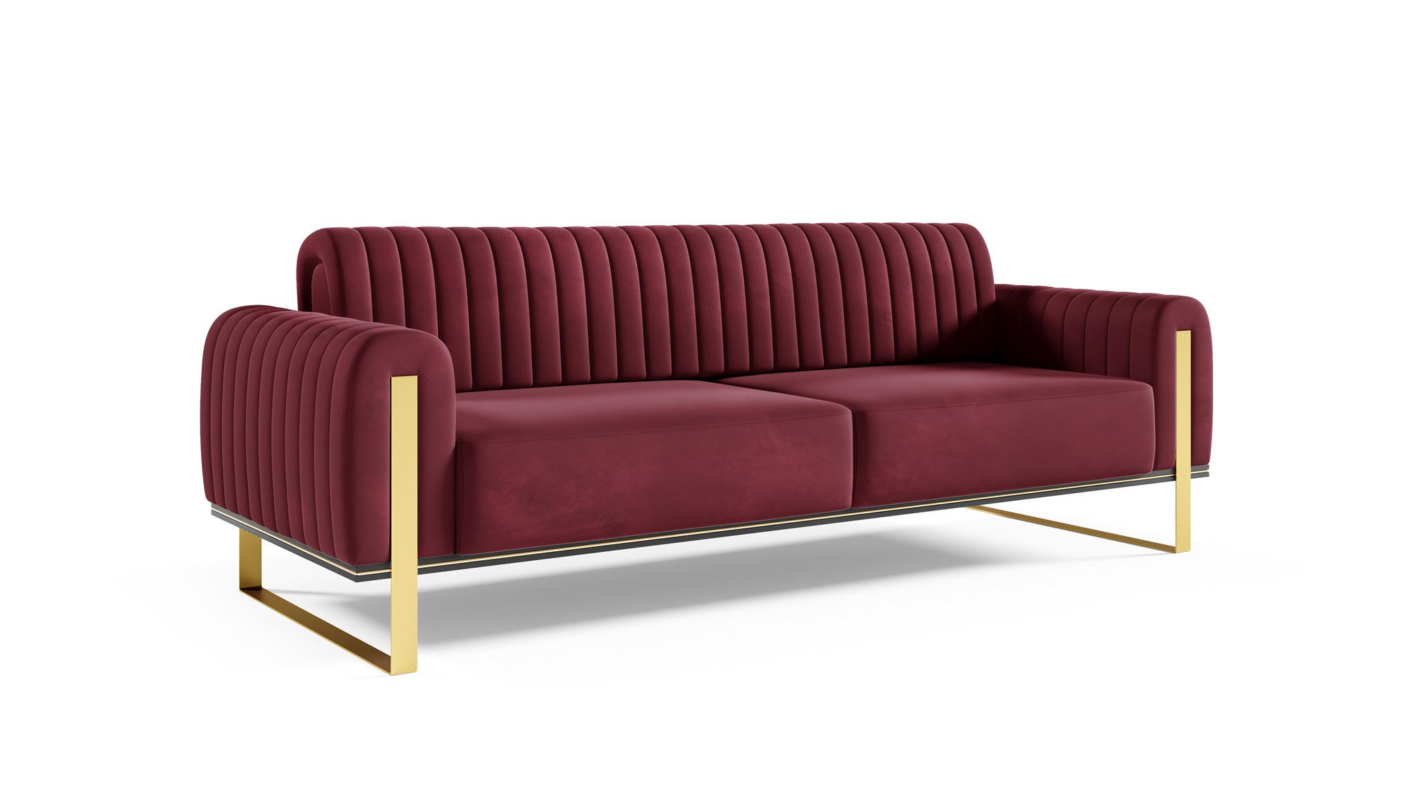 SOFA Valerie 3-sitzer - Rot, Holzwerkstoff/Textil (228/79/90cm) - Fun Möbel