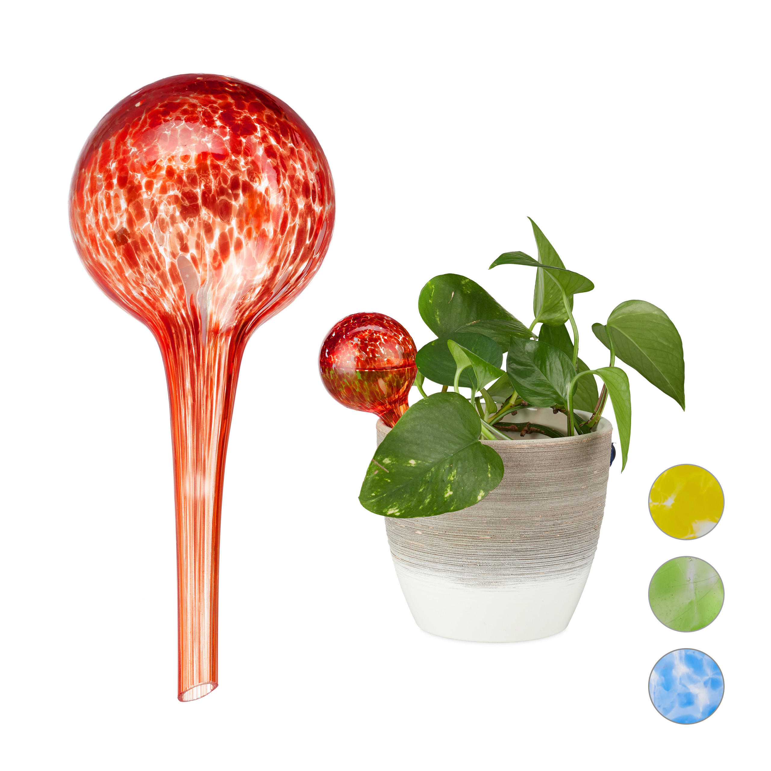 2XBEWÄSSERUNGSKUGEL - Rot, Glas (6/15/6cm) - Relaxdays