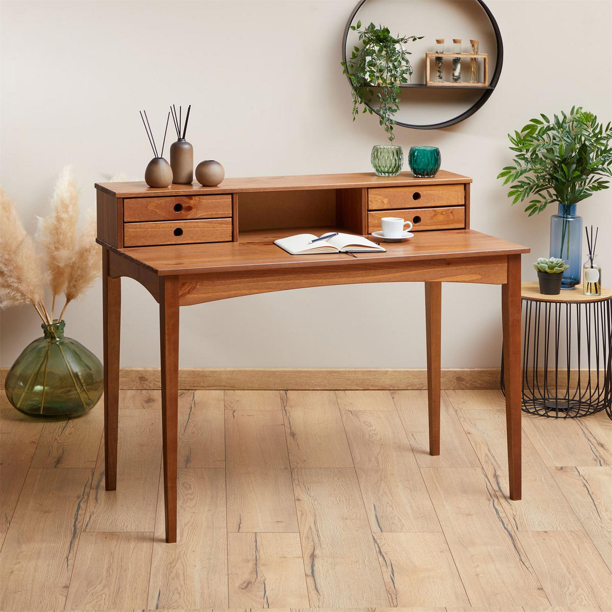 SCHEIBTISCH MILANO - Kastanienfarben, Holz (54/110/91cm) - IDIMEX