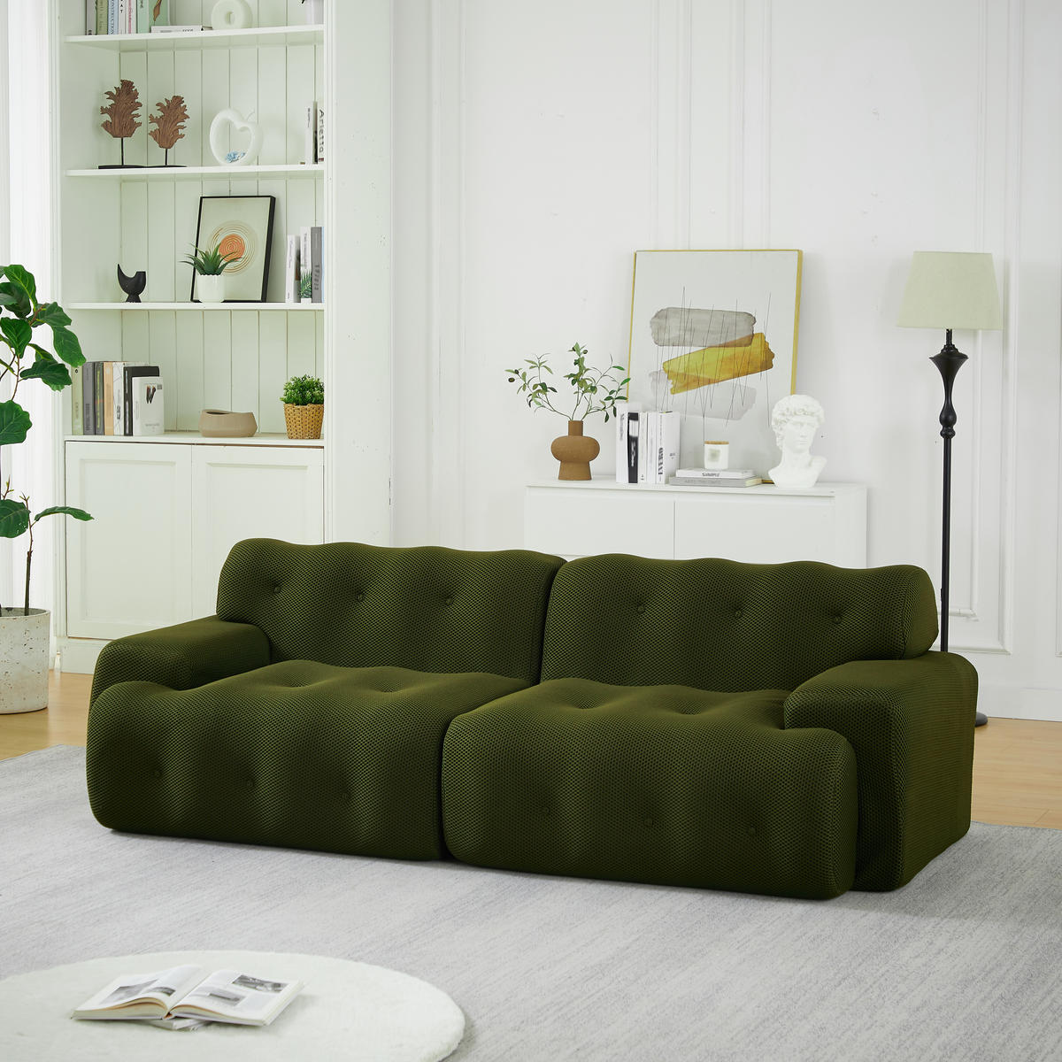 2-SITZER-SOFA DE-35265 mit Knopfverzierung Grün - Grün, Textil (104/66/224cm) - ComfortXL