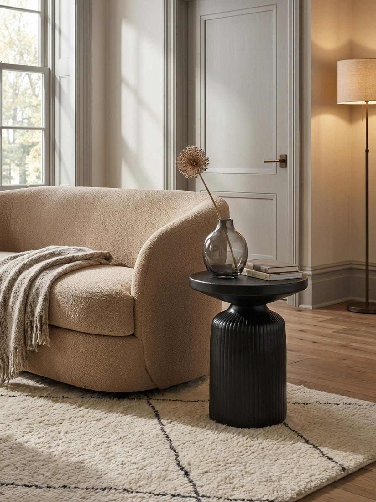 BEISTELLTISCH – Rund Schwarz 40x40x50 cm Hammerschlag Design - Schwarz, Metall (40/40/50cm) - KADIMA DESIGN