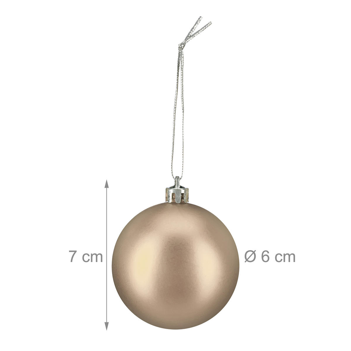 100XWEIHNACHTSKUGELN - Creme, Kunststoff (6/7/6cm) - Relaxdays