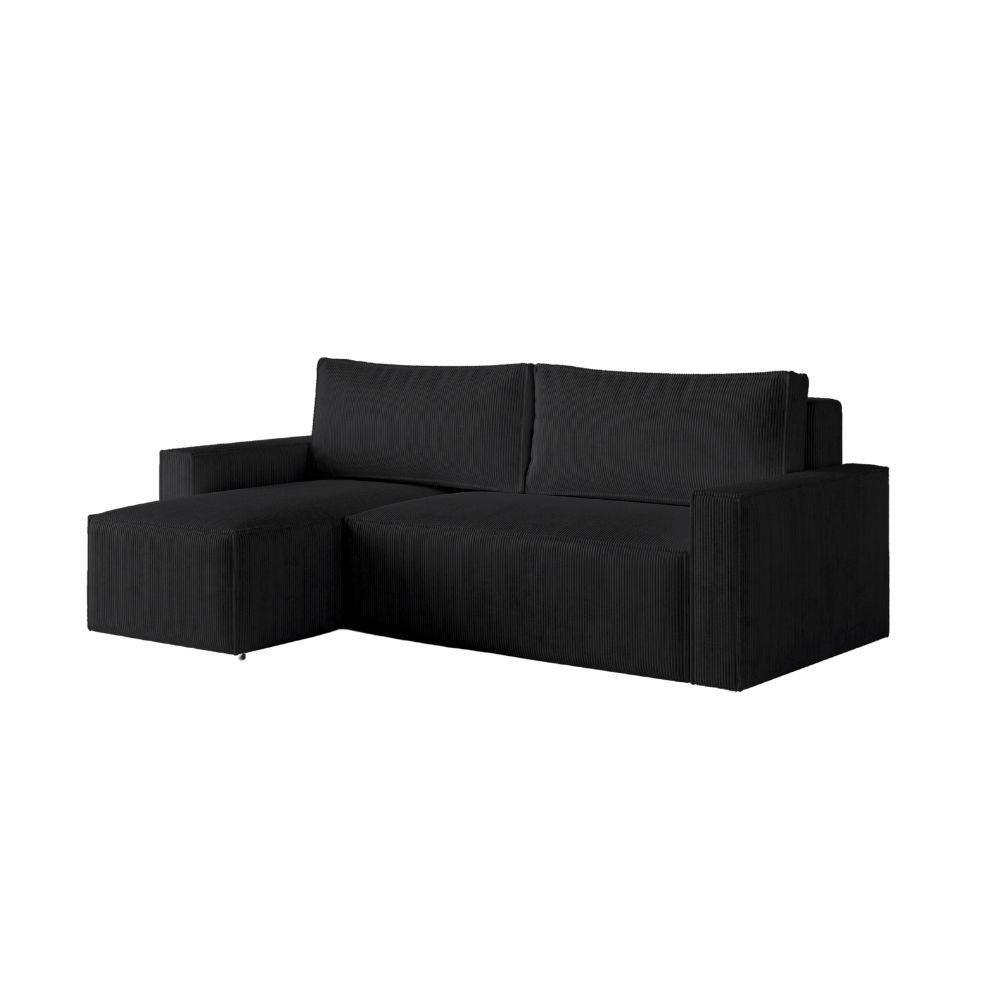ECKSOFA LIVIO S mit Schlaffunktion, universell montierbar - POSO 135 - Schwarz, Holz (230/142cm) - Dekori_Interiors