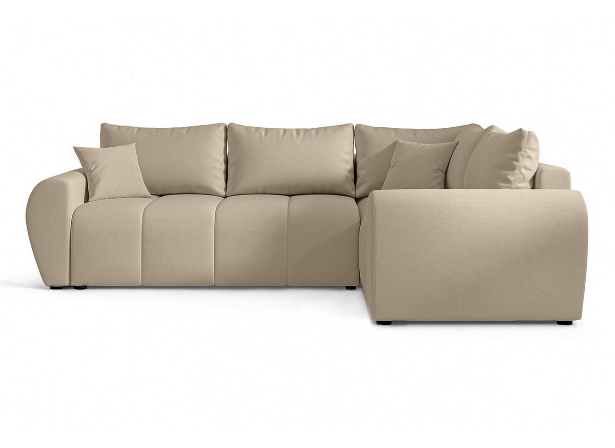 ECKSOFA L Form Malatya MAX Hellbraun 246/145/80 cm stilvolle mit Schlaffunktion R - Hellbraun/Schwarz, Kunststoff/Textil (235/175cm) - AX Living