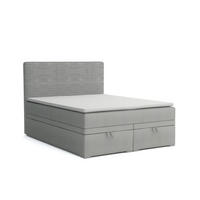 BOXBETT DARO 120/200 in Velour/Cord Hellgrau - Hellgrau, Holz/Holzwerkstoff (120/200cm) - Deine Möbel 24
