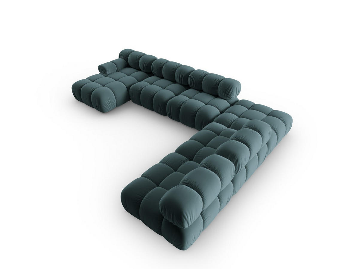 MODULARES-PANORAMASOFA rechts Bellis aus Samt petrol 7 Sitzplätze - Petrol, Textil (282/63/379cm) - Micadoni