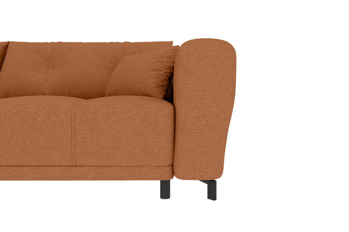ECKSOFA Massimo Strukturstoff Rostfarben inkl. Schlaffunktion Links - Rostfarben/Schwarz, Textil/Metall (246/177cm) - 99rooms