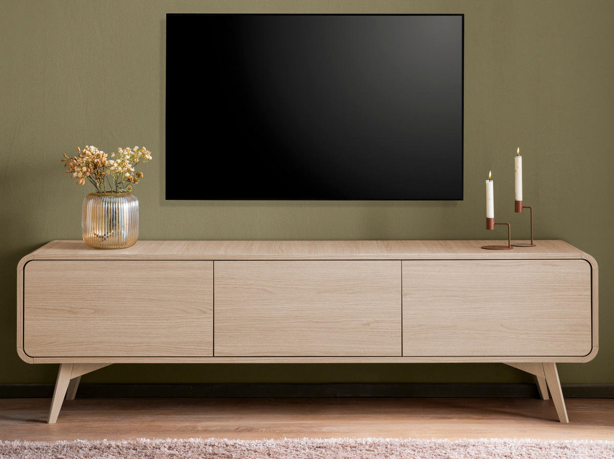 TV-LOWBOARD Eiche natur skandinavisch 180 cm, TV Unterteil mit Push-to-Open - Eichefarben, Holz/Holzwerkstoff (180/53/39cm) - Furn.Design