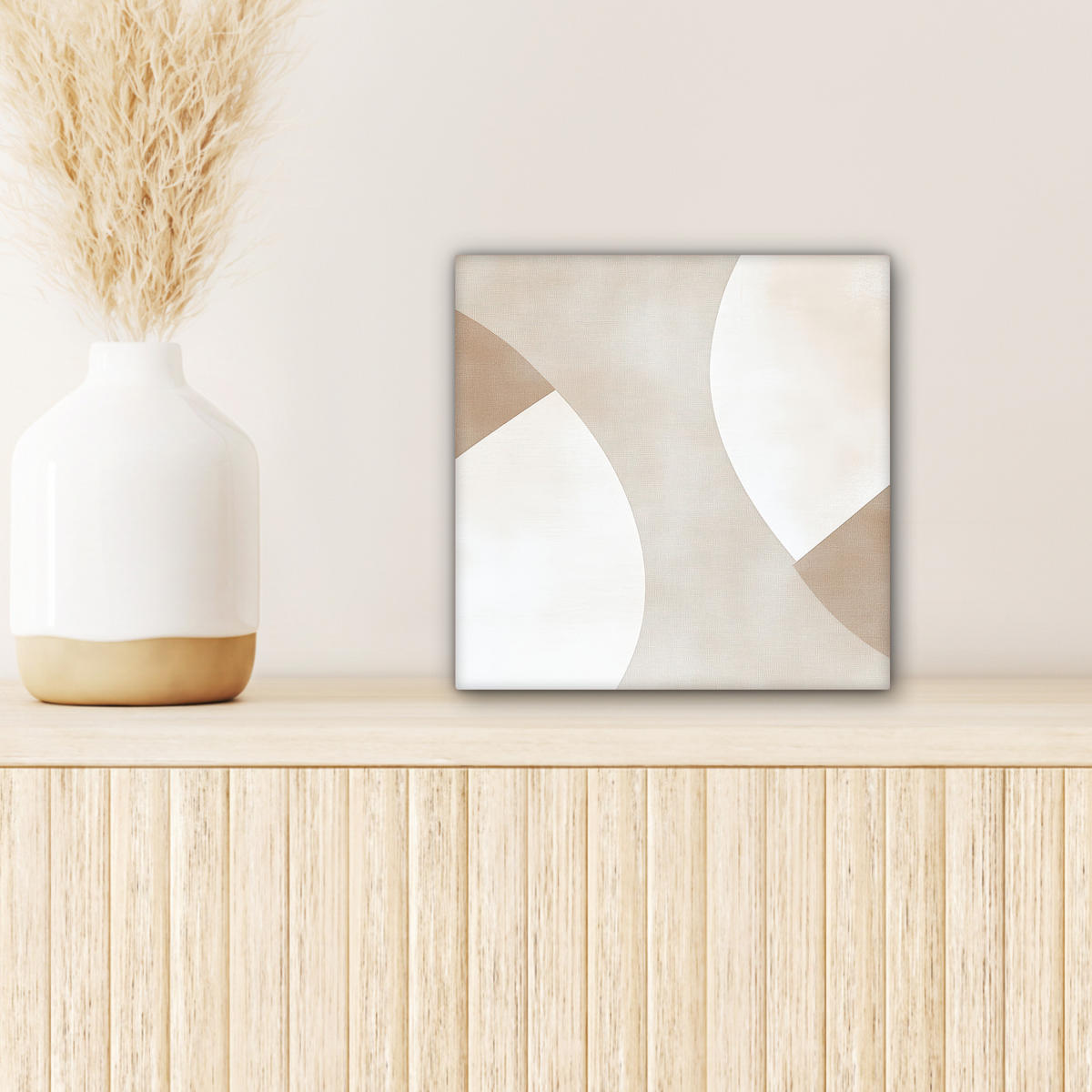 LEINWANDBILD Braun - Japandi - Abstrakt Deko Wohnzimmer 20x20 cm - Beige, Textil (20/20cm) - MuchoWow