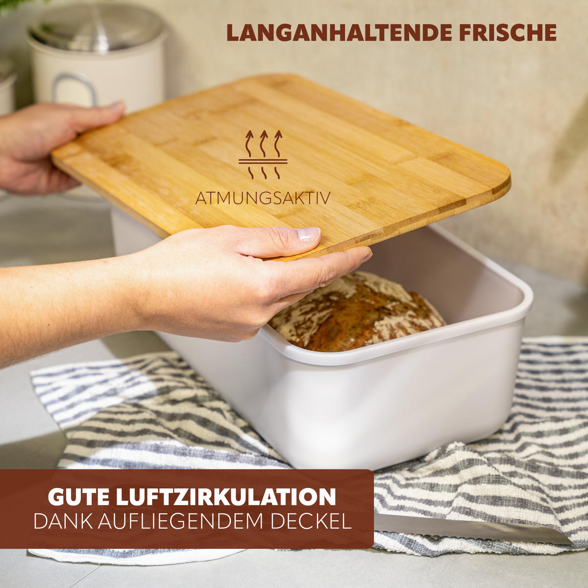 BROTAUFBEWAHRUNGS-SET 2tlg., Kunststoff, Metall, weiß - Weiß, Kunststoff (40/12.5/23cm) - eluno