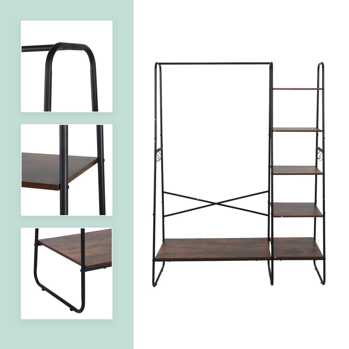 KLEIDERSTÄNDER - Multicolor, Holzwerkstoff/Metall (120/160/45cm) - Relaxdays