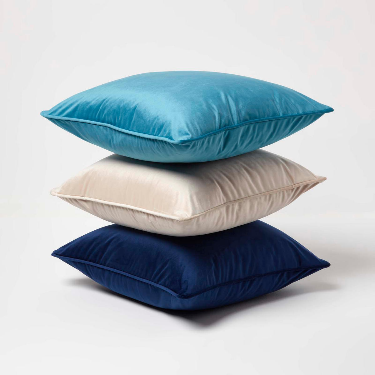 KISSENHÜLLE Samt mit Paspel – creme 46/46 cm - Creme, Textil (46/46cm) - Homescapes